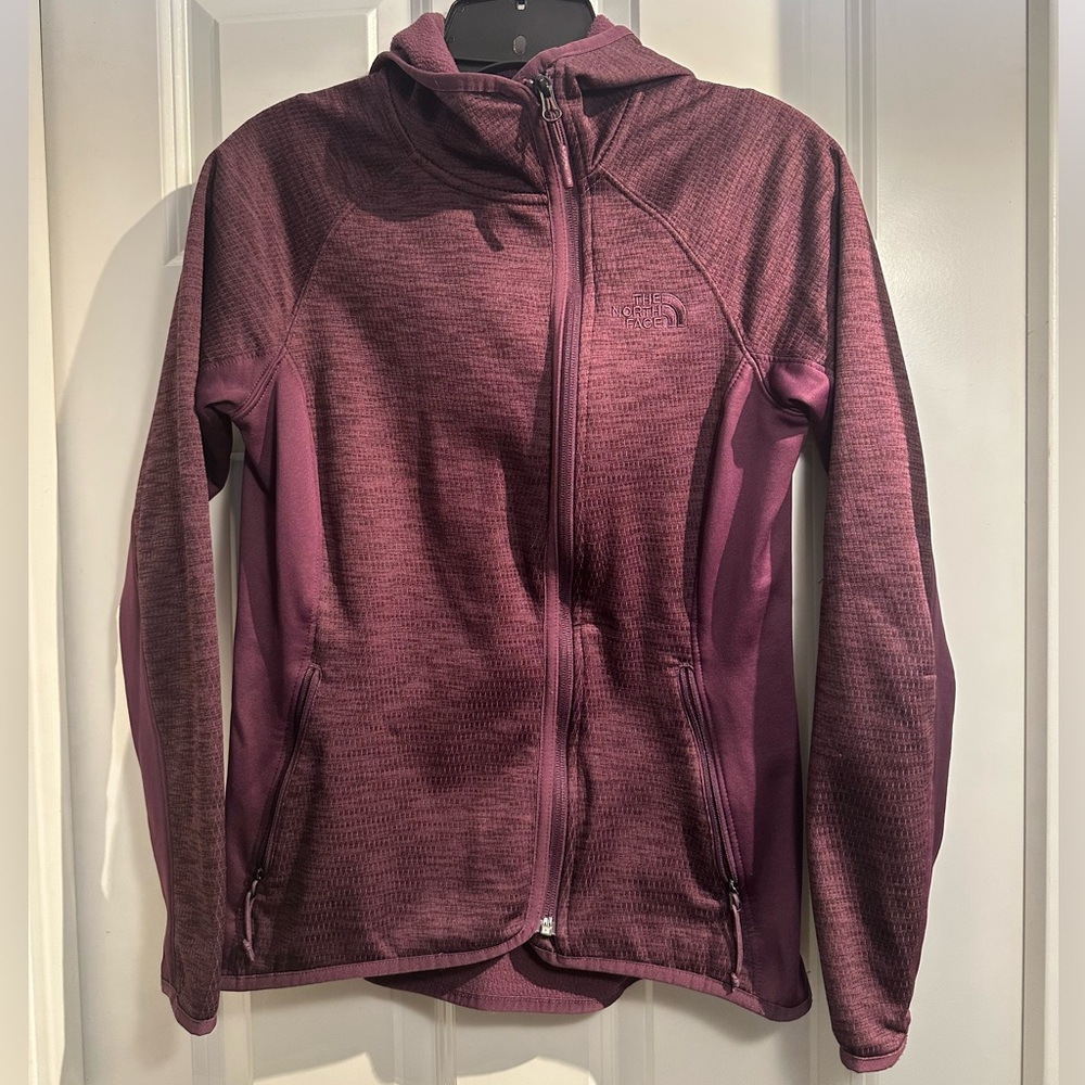 The North Face women’s asymmetrical zipup fleece hooded jacket, women’s small